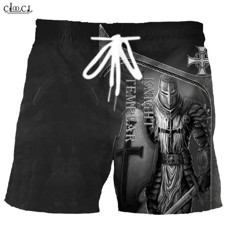 

CLOOCL Knights Templar 2021 Summer Fashion Mens Shorts 3D Print Elastic Hip Hop Casual Harajuku Beach Shorts Drop Shipping