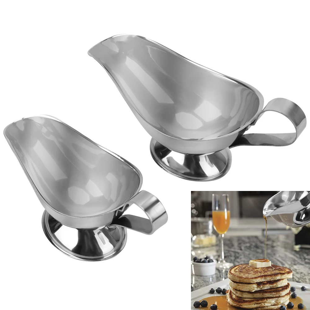 Barco de jugo de comida occidental, herramienta de Bar para restaurante, taza para salsa de pimienta negra, aderezo para ensalada de frutas, herramienta de cocina para el hogar de acero inoxidable 304