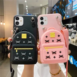 Cute 3D Wallet DIY Case For Samsung Galaxy A17 A57 A37 A55 A54 A36 A26 A16 A56 A35 A15 Cartoon Strap Necklace Lanyard Bag Cover