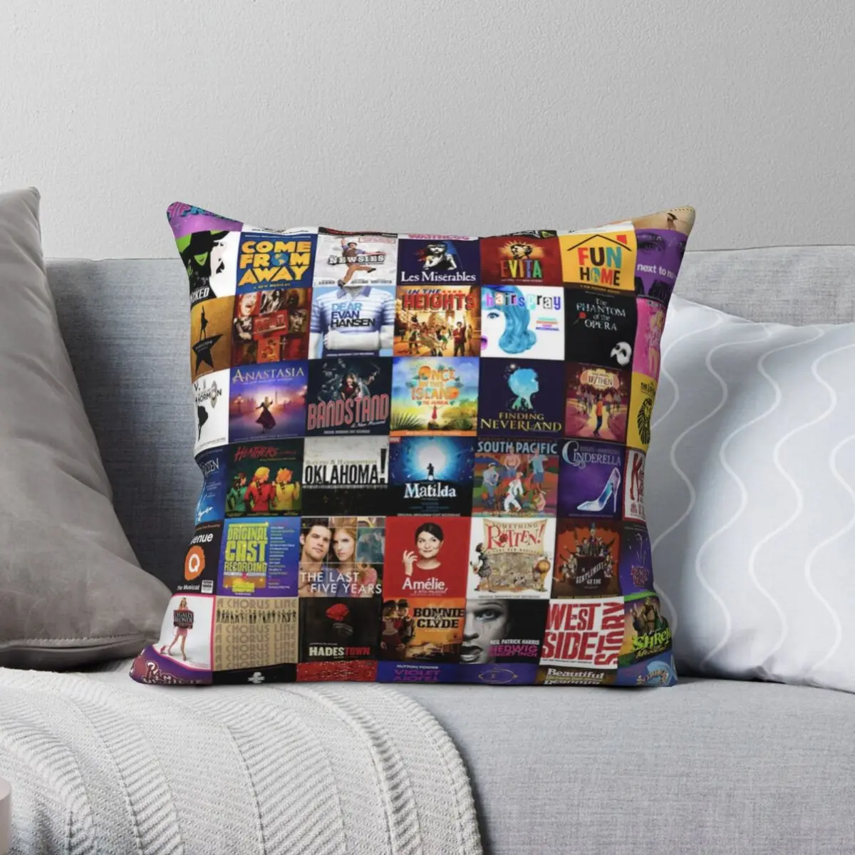 Musicals Collage Square Pillowcase Polyester Linen Velvet Creative Zip Decor Pillow Case Sofa Cushion Case