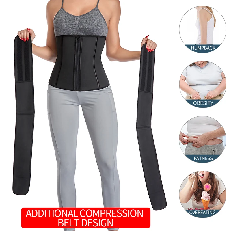 Neoprene Waist Trainer Corset Body Shaper Detachable Trimmer Slimming Belt Women Long Torso Sheath Sweat Shapewear Belly Shapers