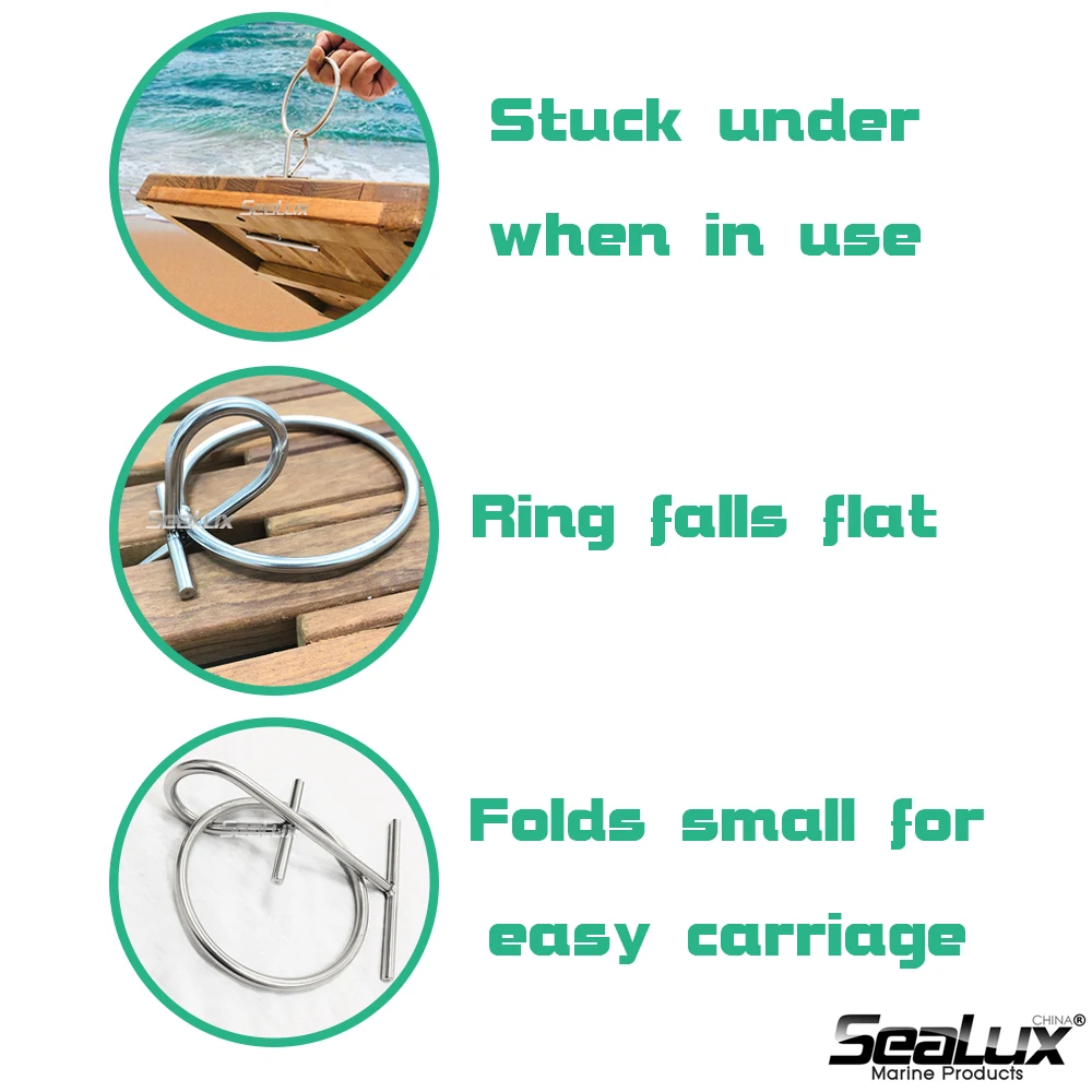 Sealux 304 Marine Grade Stainless Steel Portable Ring Dock Cleat Mooring Rope Cleat Hardware for Fishing Boat Yacht Sailboat Ves
