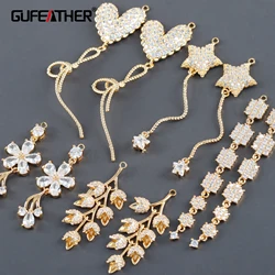 GUFEATHER M1133,jewelry accessories,ear chain,18k gold plated,copper metal,zircons,pass REACH,nickel free,diy pendants,2pcs/lot