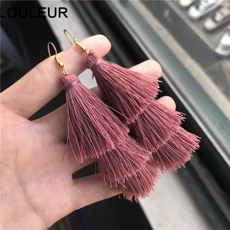2020 3 Layered Bohemian Fransen Luxus Erklärung Quaste Ohrringe 2020 Boho Mode Schmuck Frauen Lange Tropfen Baumeln Ohrringe – Detail 5