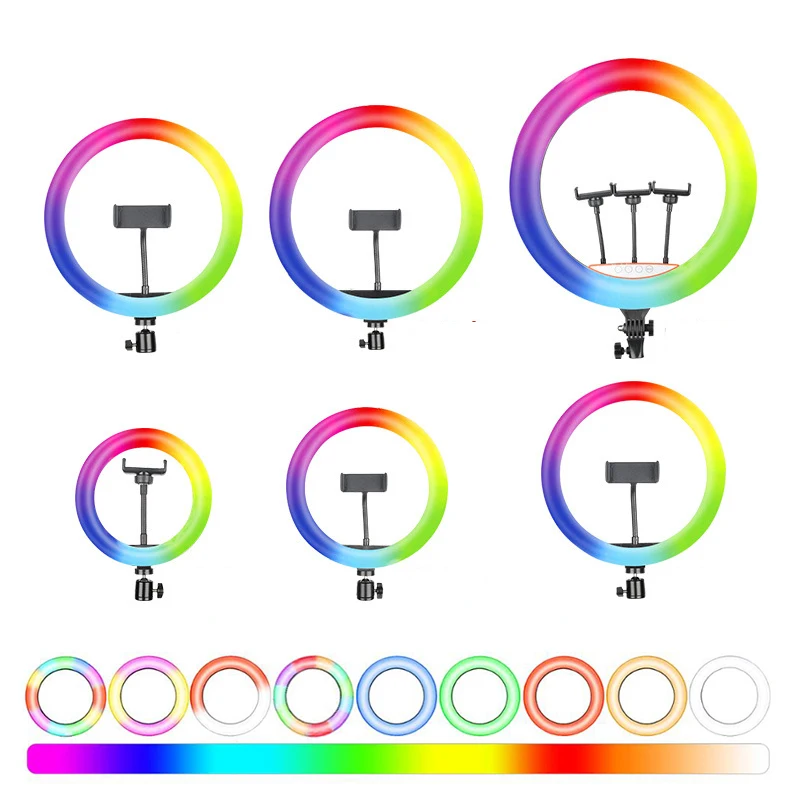 RGB 18inch 14inch 10inch 6inch Photo Ringlight Led Ring Light Phone Lamp Photography Lighting For Youtube Video