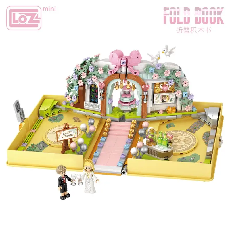 

LOZ Lizhi wedding building block book folding book fairy tale small particles assembled wedding book educational toys tide play