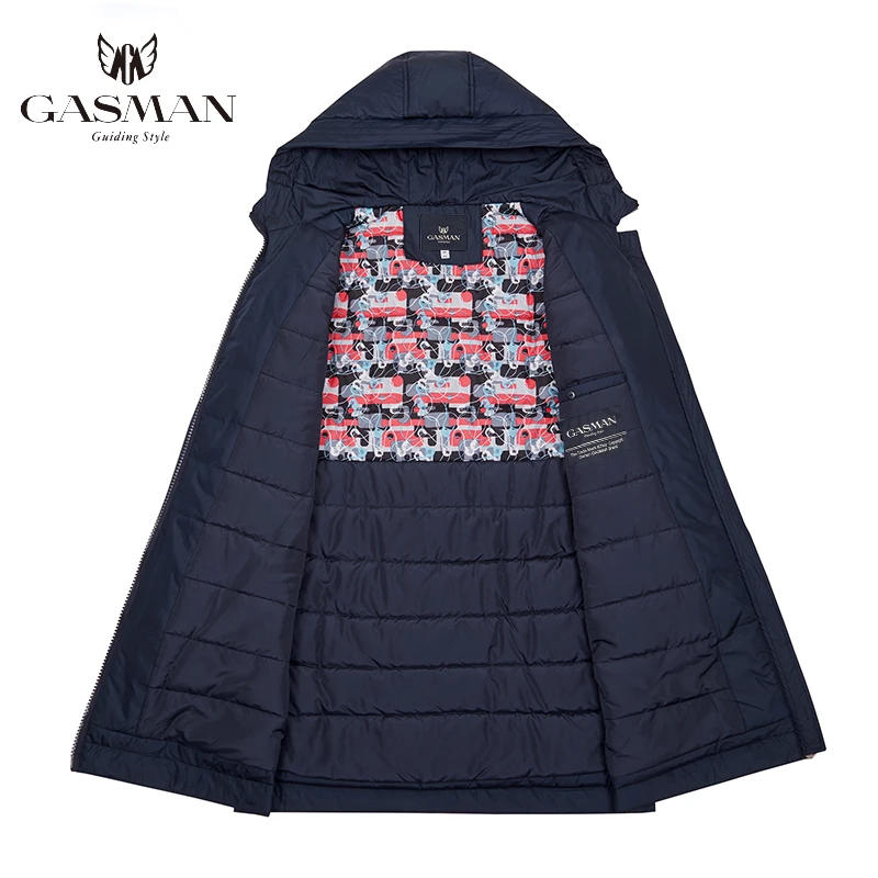 Imagem -04 - Gasman-azul Longo Cabolsa com Capuz para as Mulheres Cabolsa de Algodão Sólido Parka Windproof Marca de Moda Outono