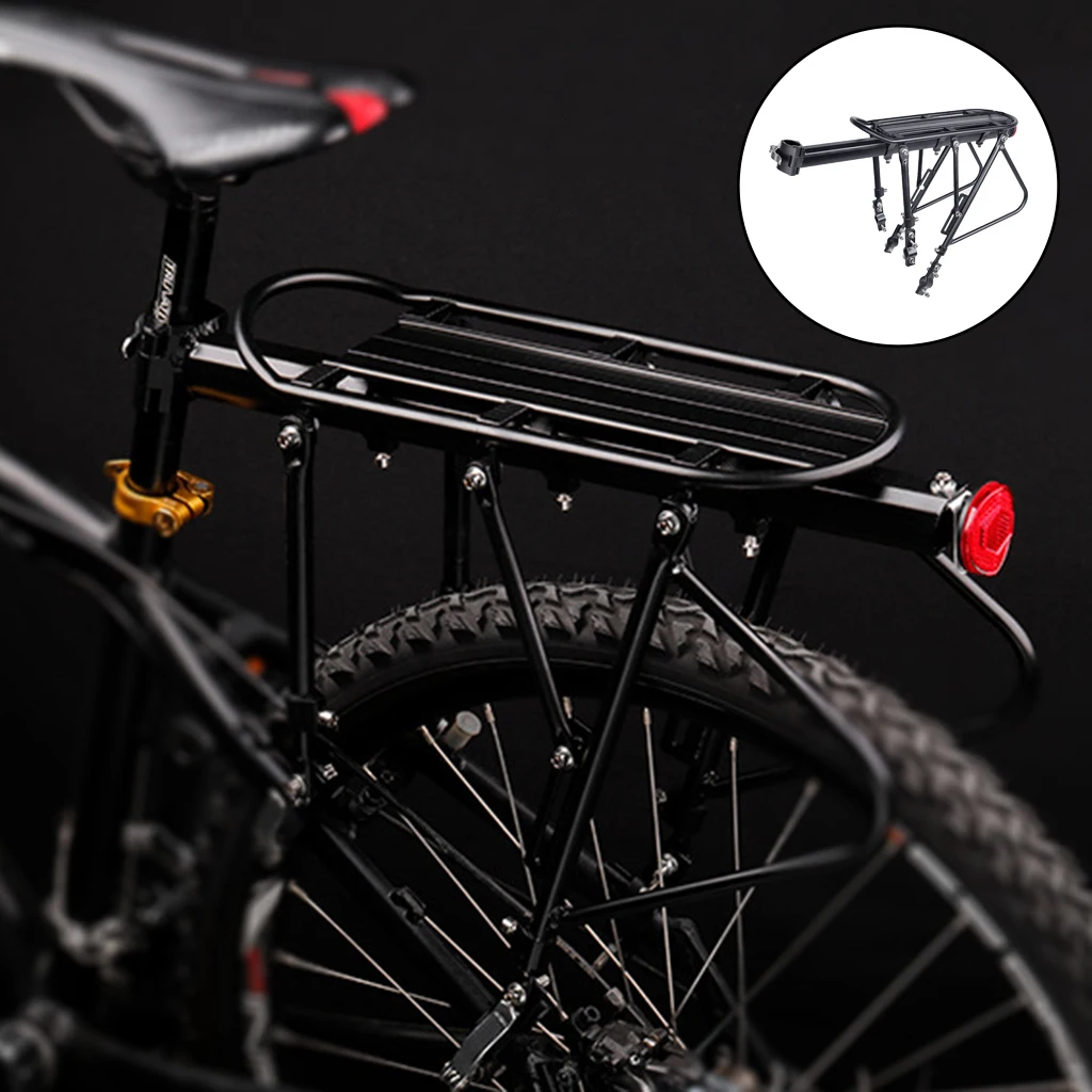 Bike Rear Rack Cargo Panniers MTB Tailstock Biking with Safety Warning Light