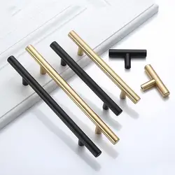 Black Golden Cupboard Handle Brushed Stainless Steel Kitchen Cabinet Door Knob Furniture Drawer Pull  Hardware Pulls  Bar Handle