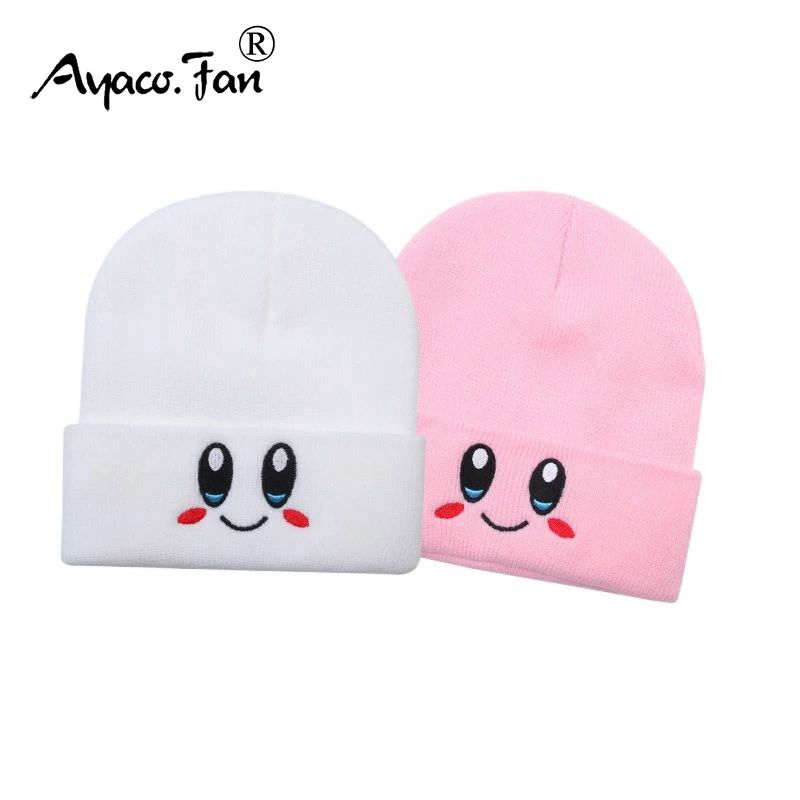 Knitted Beanies Hats Cartoon Cute Smiling Face Embroidery Cap for Autumn Winter Men Cap Warm Melon Cap Street Head Cap Women Hat