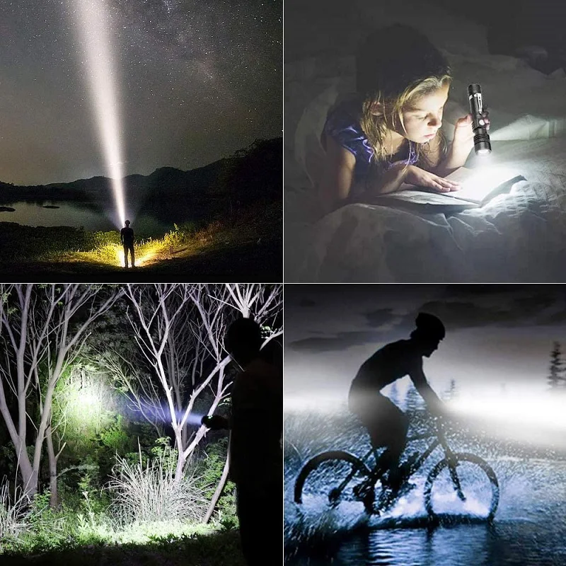 Powerful LED Flashlight Aluminum Alloy Portable Torch USB ReChargeable Outdoor Camping Flash Light