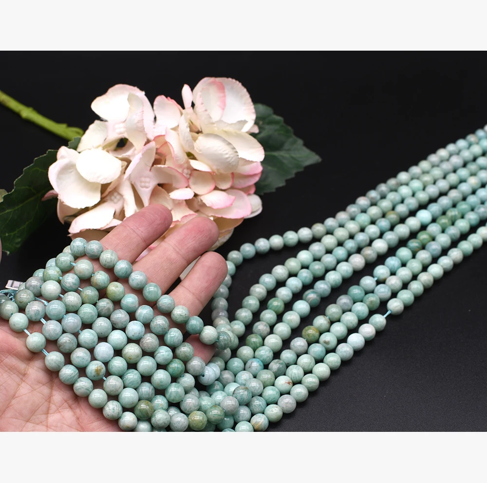 

8mm High Quality Genuine Natural Peru Blue Amazonite Loose Round Loose Beads