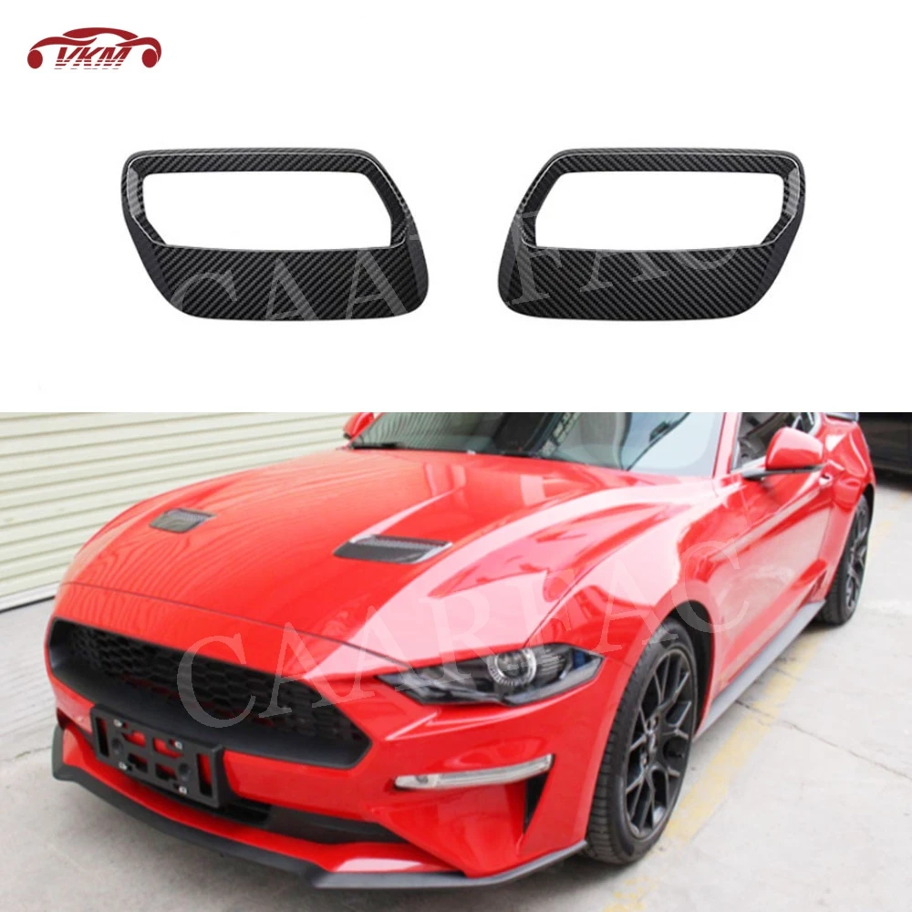 

Carbon Fiber Material Front Bumper Engine Hood Air Outlet Decoration Sticker For Ford Mustang 2018 2019 2020