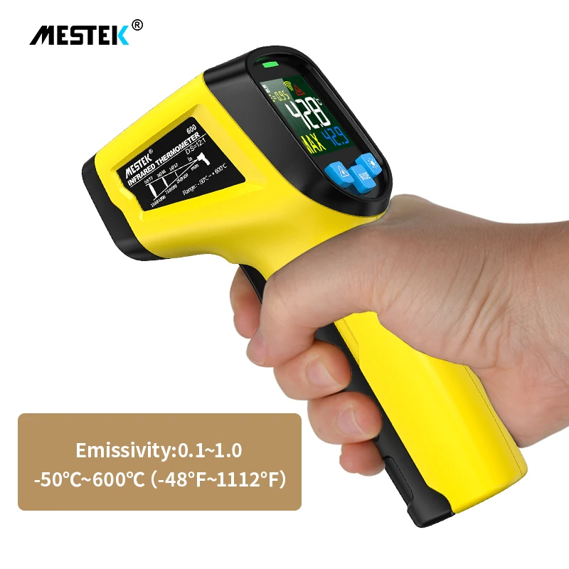 Handheld Digital Infrared Industrial Thermometer Laser Temperature Meter Gun Non-contact IR LCD Pyrometer 600 Degree