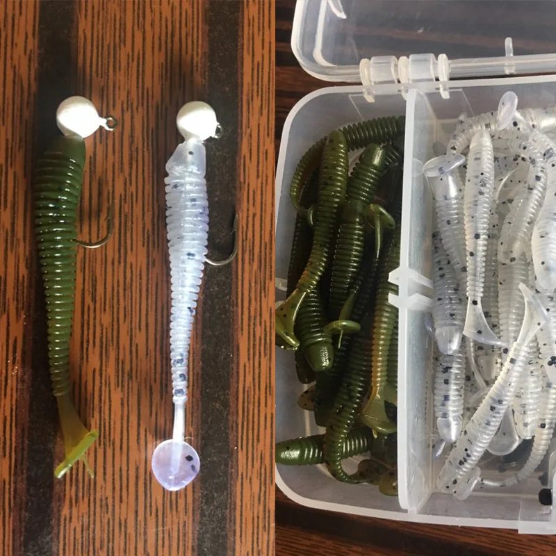 10 adet kolay parlatıcı silikon solucanlar yumuşak yemler 5cm 0.7g jig Wobblers balıkçılık Lures yapay Swimbaits bas sazan mücadele