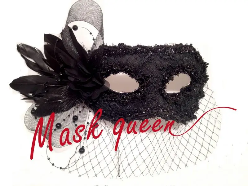 H3310 Custom Masquerade Italian White Feather Lace Mesh Yarn Mask Women Princess Party Fashion Halloween Christmas Elegant Masks