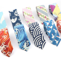 High Quality Cute Linen Cartoon Tie For Men Cat Polar Bear Watermelon Waves Printed Funny Gift Animal Narrow Striped Slim Cravat