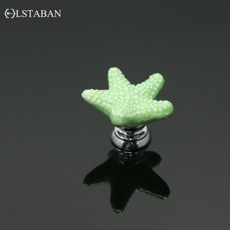 Ceramic Handle Cabinet Drawer Black And White New Cartoon Starfish European Style Furniture Cabinet Door Knob Bookcase Handles