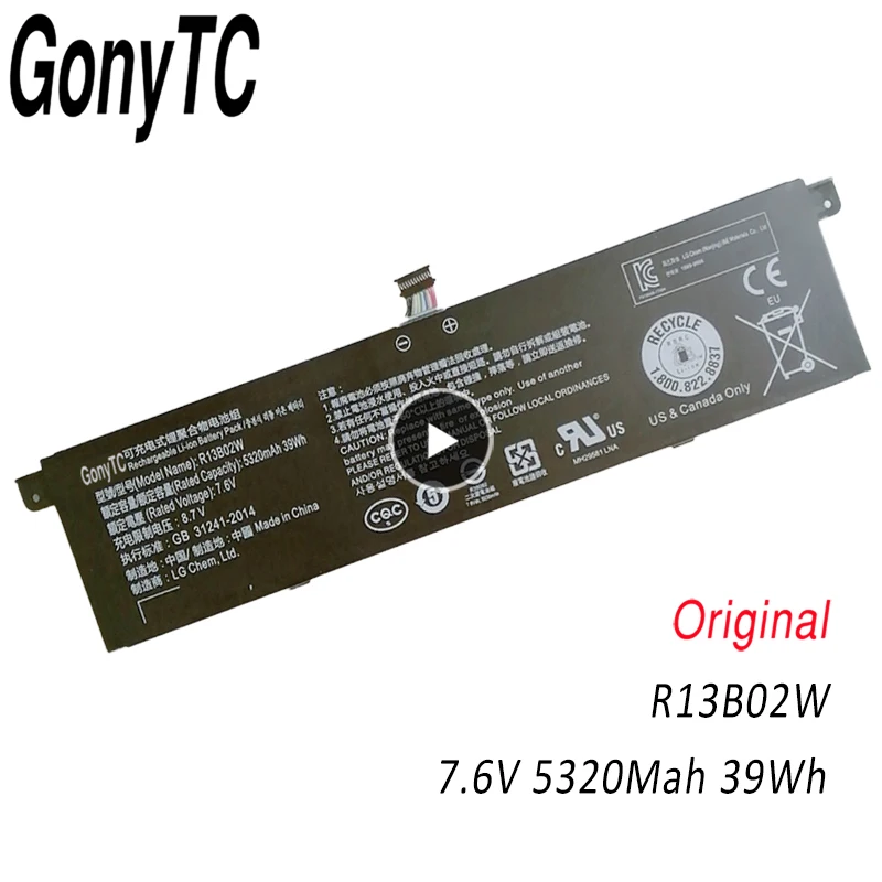 

R13B02W New R13B01W Original Laptop Battery For Xiaomi Mi Air 13.3" Series Tablet PC 39WH 7.6V 5320mAh