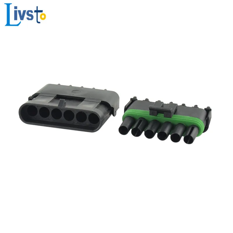 5 Sets 6 Pin Delphi Automotive Electrical Cable Housing Plug Waterproof Plastic Wire Harness Connector 1201579 12010975