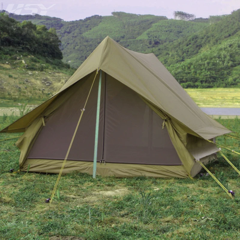 Outdoor Camping Retro Tent, 2 People Self-Driving Tour, Rainproof Cabin, A Shape Oxford Fabric, Army Green Shelter