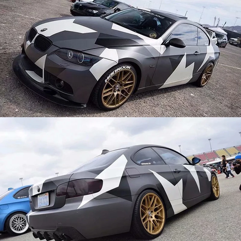 

Black Gray White Camouflage Vinyl Film Sheet DIY Styling Car Wrap Foils with Air Bubbles Free Easy to Install