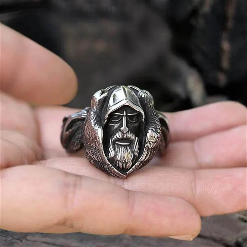 Vintage Men Rings Alloy Avatar Wolf Jewelry Classic Norse Amulet Christmas Party Gift Knuckle Ring For Men Accessories