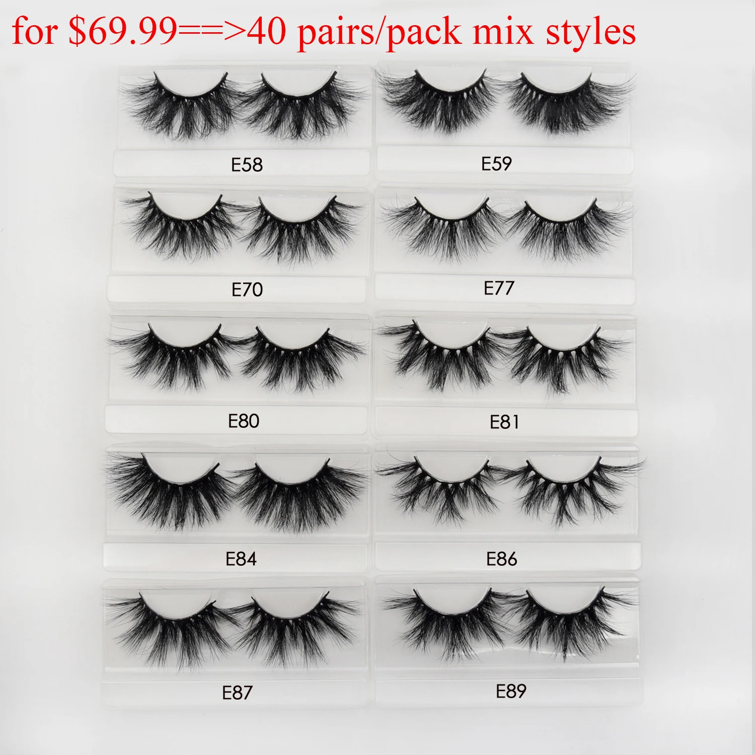 30/40/100/pairs Visofree Mink Eyelashes with Tray No Box Handmade Natural False Eyelashes Full Strip Lashes Reusable Long lashes