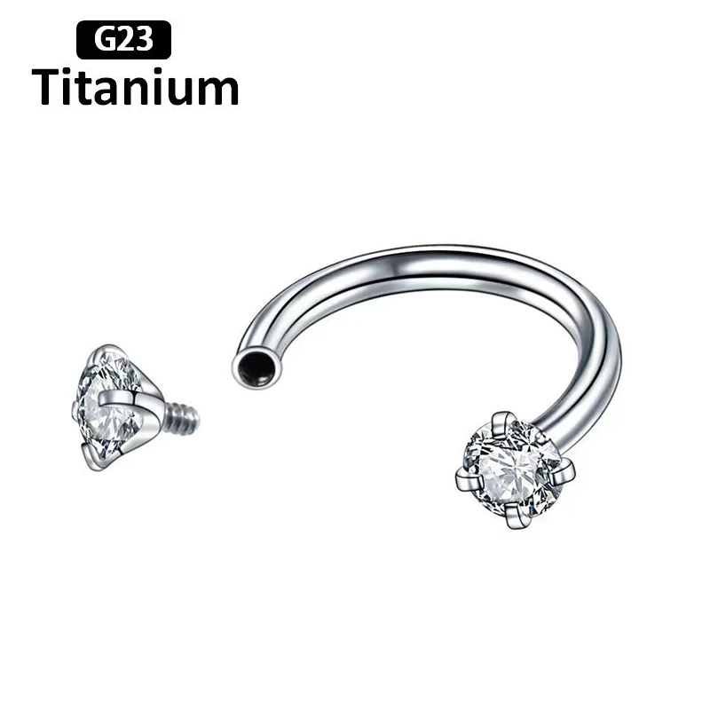 G23 Titanium Piercing Zircon Hoop Horseshoe Earrings Nose Rings Eyebrow Ring Lip Ring Ear Bone Ring Anti-allergic Body Jewelry