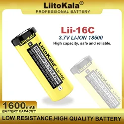 Liitokala-充電式リチウムイオン電池,led懐中電灯用,Lii-16C 18500 1600mah 3.7v