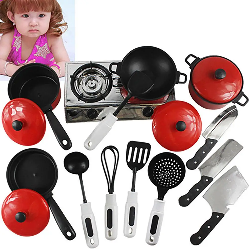 

2020 Newest Hot 13PCS Toddler Girls Baby Kids Play House Toy Kitchen Utensils Cooking Pots Pans Food Dishes Cookware