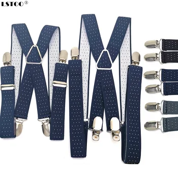2.5 CM Geniş X Geri Unisex Nokta Jartiyer Erkek Kadın Ayarlanabilir Elastik Tirantes Hombre Çocuk Çocuk Pantolon Tutucu düğün kıyafeti