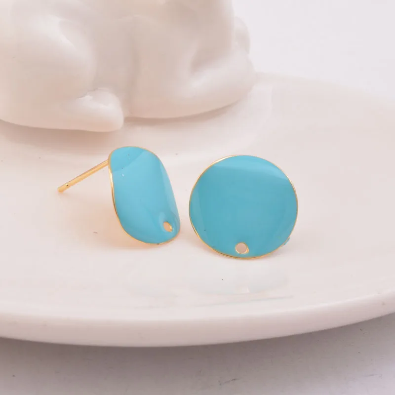 20pcs Gold Enamel Round Earring Setting Connector Charms High Quality Red Blue Black Earrings Findings
