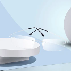 Handoer J0860 Rimless Optical Glasses Frame for Men Spectacles Glasses Optical Prescription Frame Flexible Titanium Legs