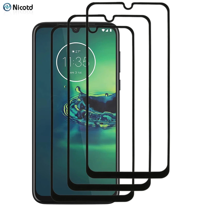 3Pcs/Lot Full Cover Screen Protector Tempered Glass For Motorola Moto G8 Plus Play Full Glue Protective Glass For Moto G8 Power