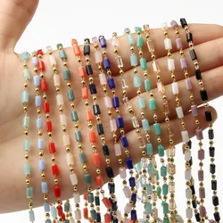 1 Meter Gold Plated Column Stone Chain Crystal Beads Copper Chains for Jewelry Making DIY Necklace Bracelet Anklet Accessories