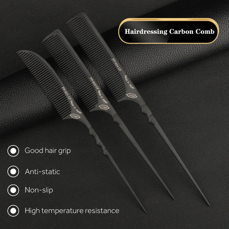 

CestoMen Hairdressing Carbon Comb Hair Cutting Comb Tail Comb Professional Barber Accessories Salon Haircut Tools For Stylist