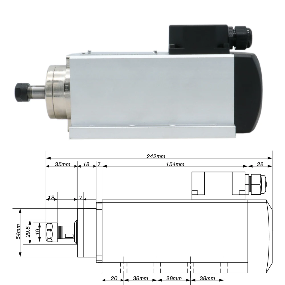 Z axis Spindle motor kit 1.5kw 1500 air cooling spindle ER11 motor +YL VFD inverter  + 7 pcs ER11 collets （1-7mm） for CNC