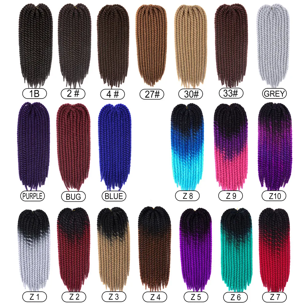 YunRong-trenzas de ganchillo senegalesa para mujer, pelo sintético trenzado de 22 pulgadas, 120g, 20 colores ombré