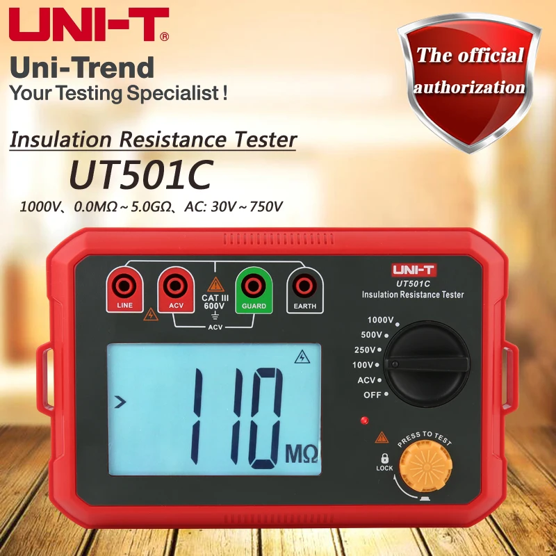 

UNI-T UT501C Insulation Resistance Tester/1000V, 5GΩ digital megohmmeter/motor cable switch insulation tester