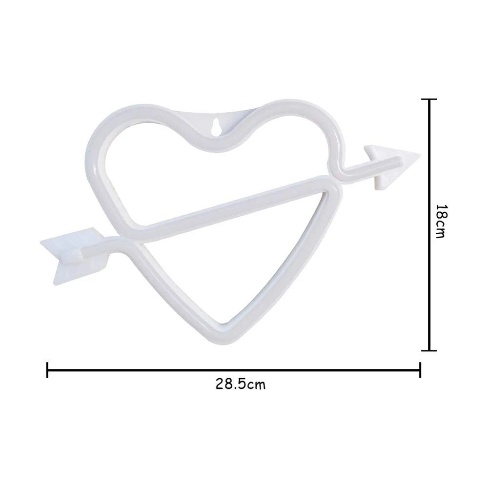 Creative Led Neon Heart Night Lamps Romantic LED Cupid\'s Bow Sign Shaped Wall Light for Birthday Party Valentine Day Decoration