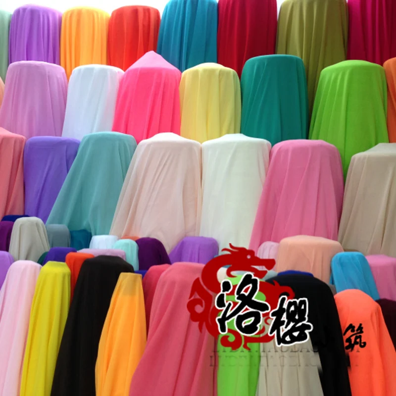 100d chiffon cloth clothes fabric spring and summer chiffon yarn diy costume hanfu skirt multicolor