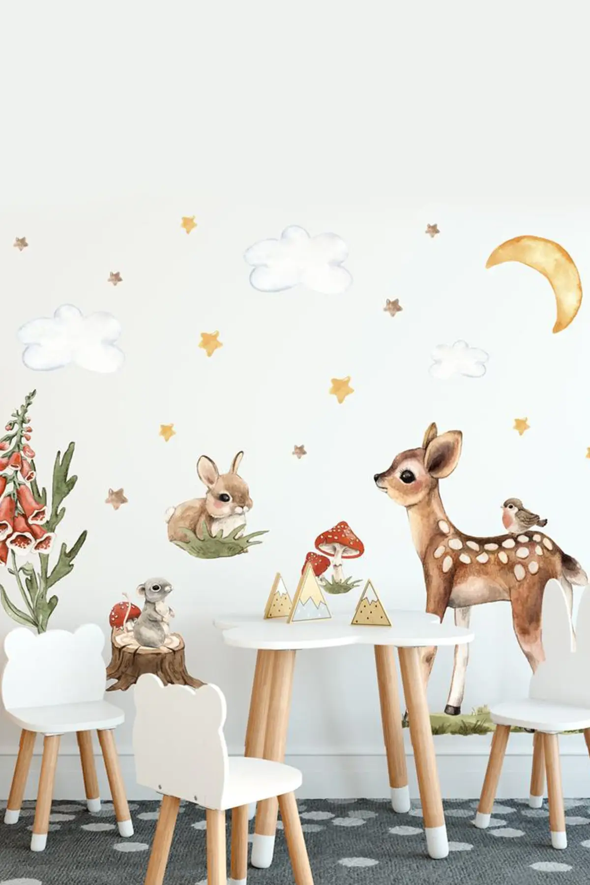 Gazelle Forest Friends Wall Adhesive Kids Nursery Baby Home Decor Wall Paper Self-Adhesive Pvc 2021 Trend Luxury New