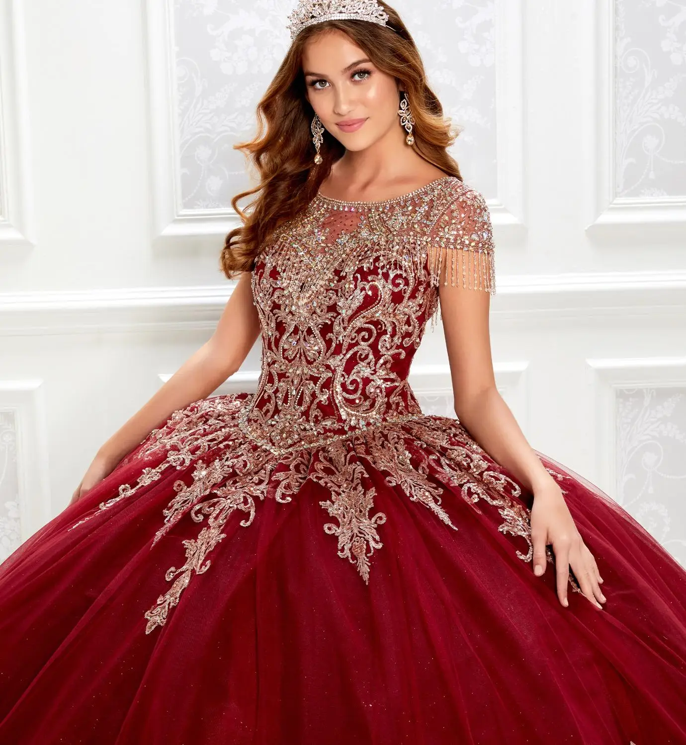 2020 Bourgondië Quinceanera Jurken Met Wrap Kant Bloemen Applique Kralen Baljurk Quinceanera فساتين Aangepaste Zoete 16 Jurken