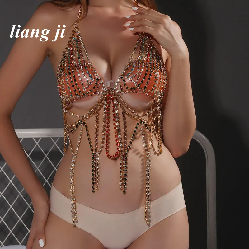 Body Chain Luxurious Woman Sexy Chest Chain Bikini Three-Point Bra Chain Tassels Waist Chain Jewelry Euro-American Beach Suit