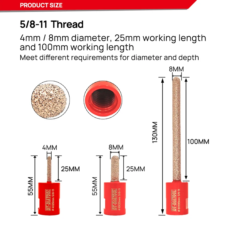 2 bocados de dedo da remoção do tijolo do raking do almofariz da trituração do diamante dos pces 4mm/8mm para o granito cerâmico do mármore da telha