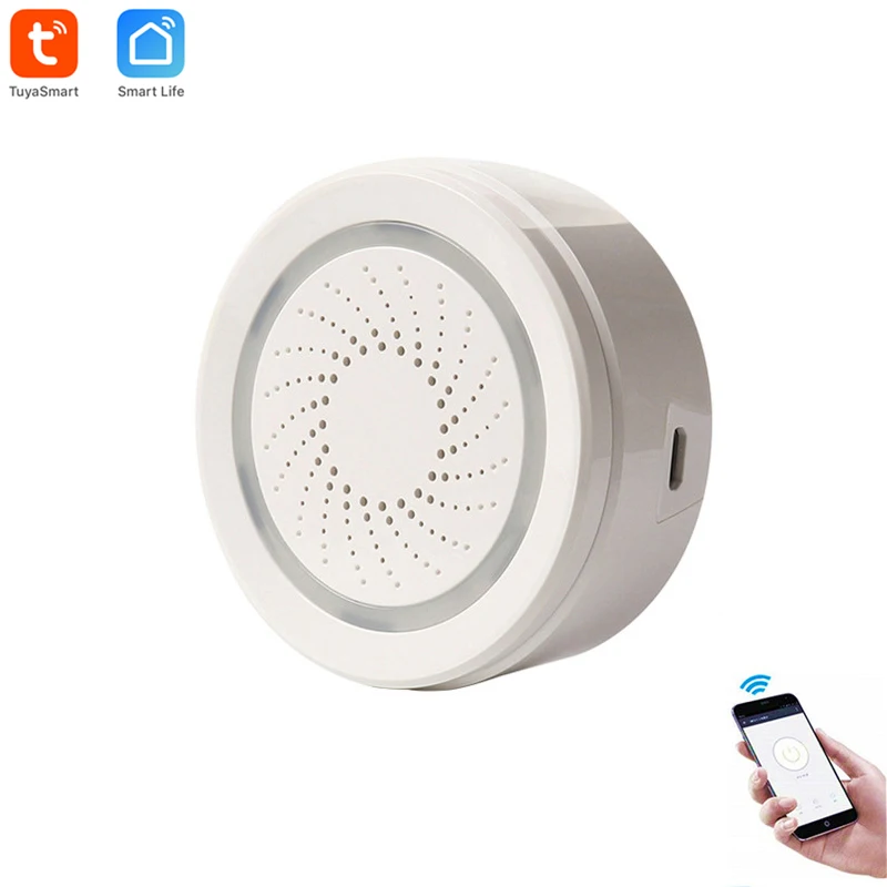 

Tuya smart Wifi Siren Alarm ,App Notification Alerts, No extra Hub Required,Plug And Play, work with Alexa Echo Google Home