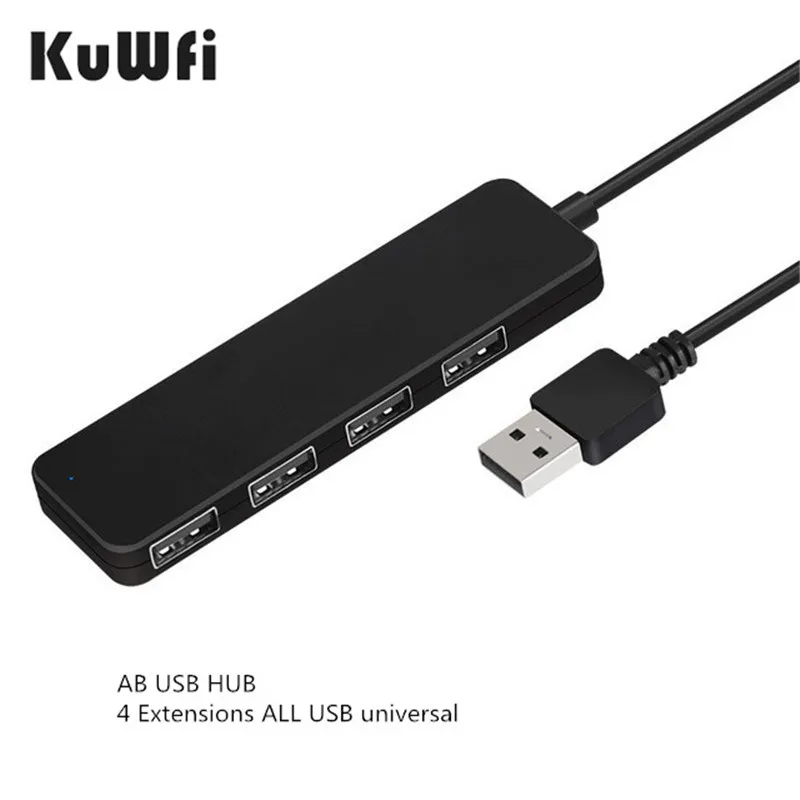 KuWFi USB Hub 4 Ports USb External Splitter With Micro Port Computer Accessories Imac Laptop USB Hub Adapter