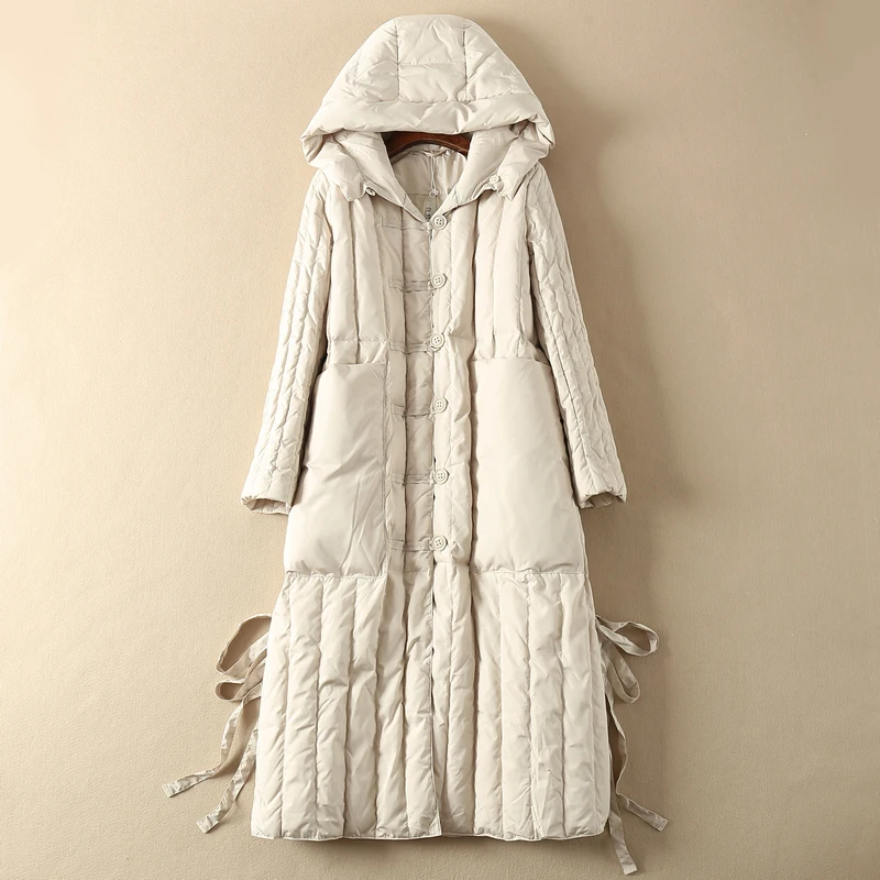 

Goose Jacket Women White Hooded Long Coat Winter Autumn Puffer Womens Down Jackets Doudoune Femme Hiver KJ4702