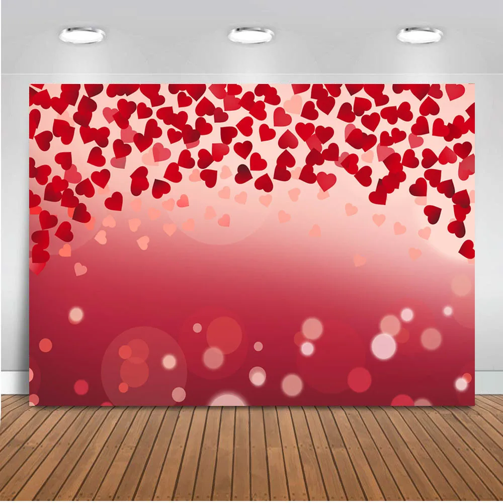 

Valentine backdrop red heart background for photo booth stduio bokeh happy birthday theme backdrops newborn baby party decor